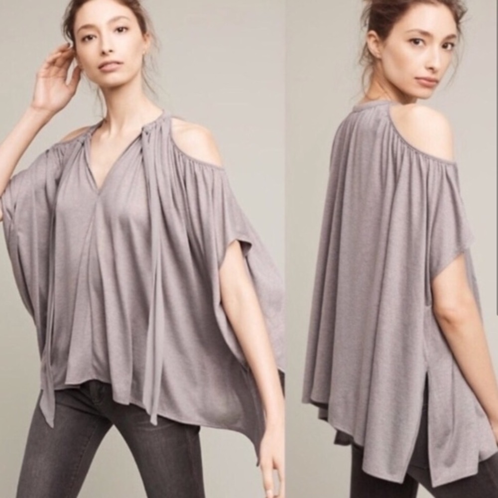 3/30🎉 Anthro Deletta Grey Shimmer Dulay Top - Picture 1 of 1